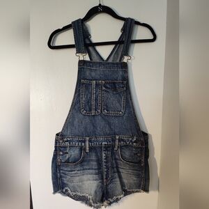 American Eagle Denim Ripped Shorts Overalls #584